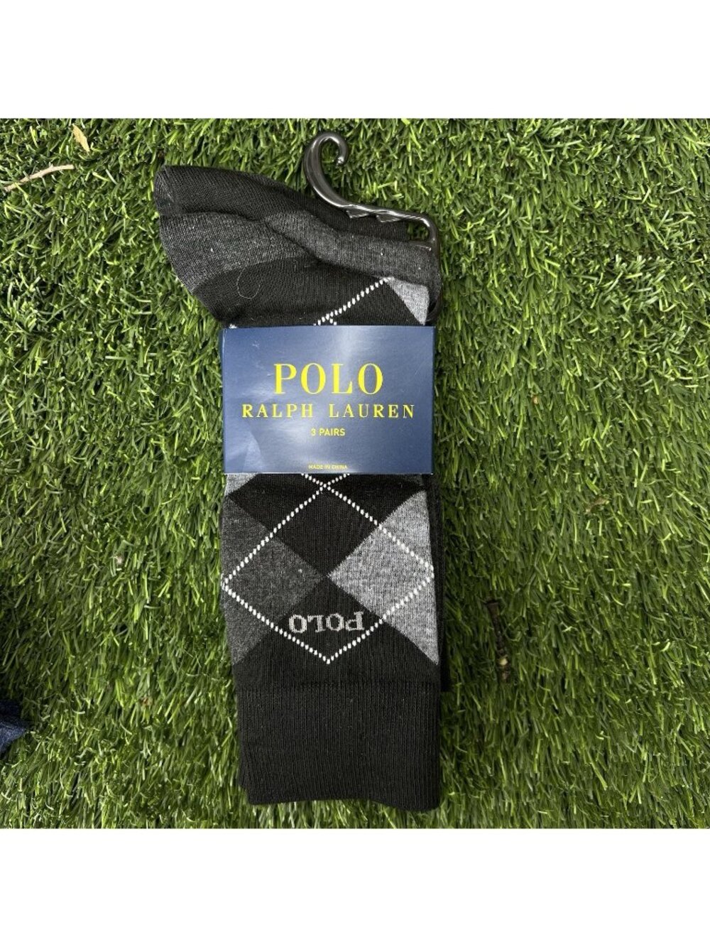 Polo Ralph Lauren Dress Crew Socks 3 Pairs Men's 10-12 Black/Gray Brand New